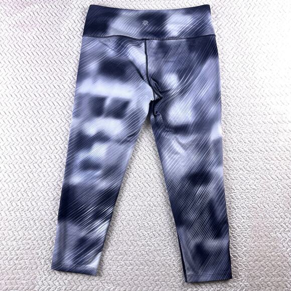 Athleta Legging Sz M Yoga Capri Pants‎ Cross Training Silver Running Black - Picture 3 of 10